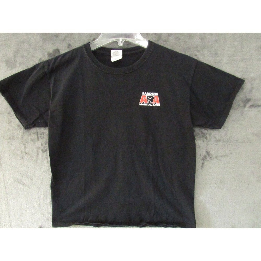 Gildan Youth L Sanders ATA Martial Arts STAFF Black T-Shirt Short Sleeve Tee
